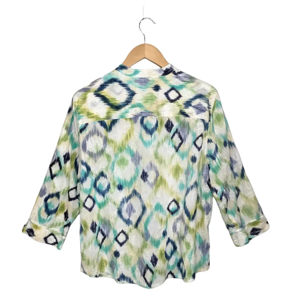 Alfred Dunner Vintage Abstract 3/4 Sleeve Button Down Shoulder Pads 18 Plus - Picture 3 of 9
